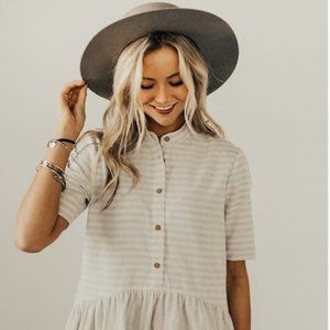 Roolee Shannon Clare Striped Button Dress Small